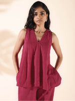 Thumbnail for trueBrowns Carrot Cotton Dobby Sleeveless Co-ord Set - Distacart