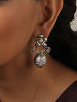 Thumbnail for trueBrowns Silver Tone Oval Drop Earrings - Distacart