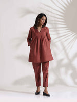 Thumbnail for trueBrowns Pink Slub Pleated Co-ord Set