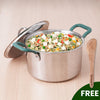 The Indus Valley TurboCuk Tri-ply Stainless Steel Biryani Cooking Pot/Casserole, Premium Quality, 3 Layer Thick Body, Cool Silicone Handles, 100% Toxin-free, Non-stick, Induction & Gas, Spatula, 2.9L - Distacart