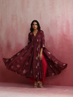 Thumbnail for trueBrowns Purple Viscose Silk Kurta Set - Distacart