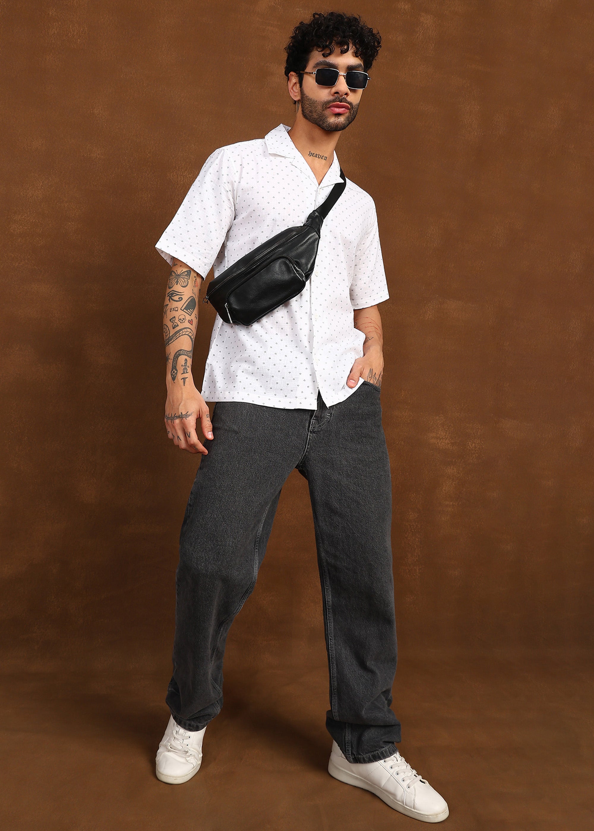 Fabmade Micro Print Short Sleeve Shirt - Distacart