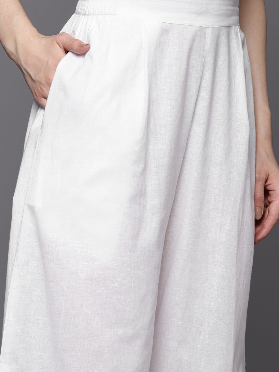 Ahalyaa Floral Printed High Slit Gotta Patti Pure Cotton Kurta With Palazzos & Dupatta - Distacart