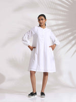 Thumbnail for trueBrowns White Cotton Schiffli Short Dress
