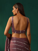 Thumbnail for trueBrowns Mauve Cotton Silver Lurex Scoop Neck Sleeveless Blouse - Distacart