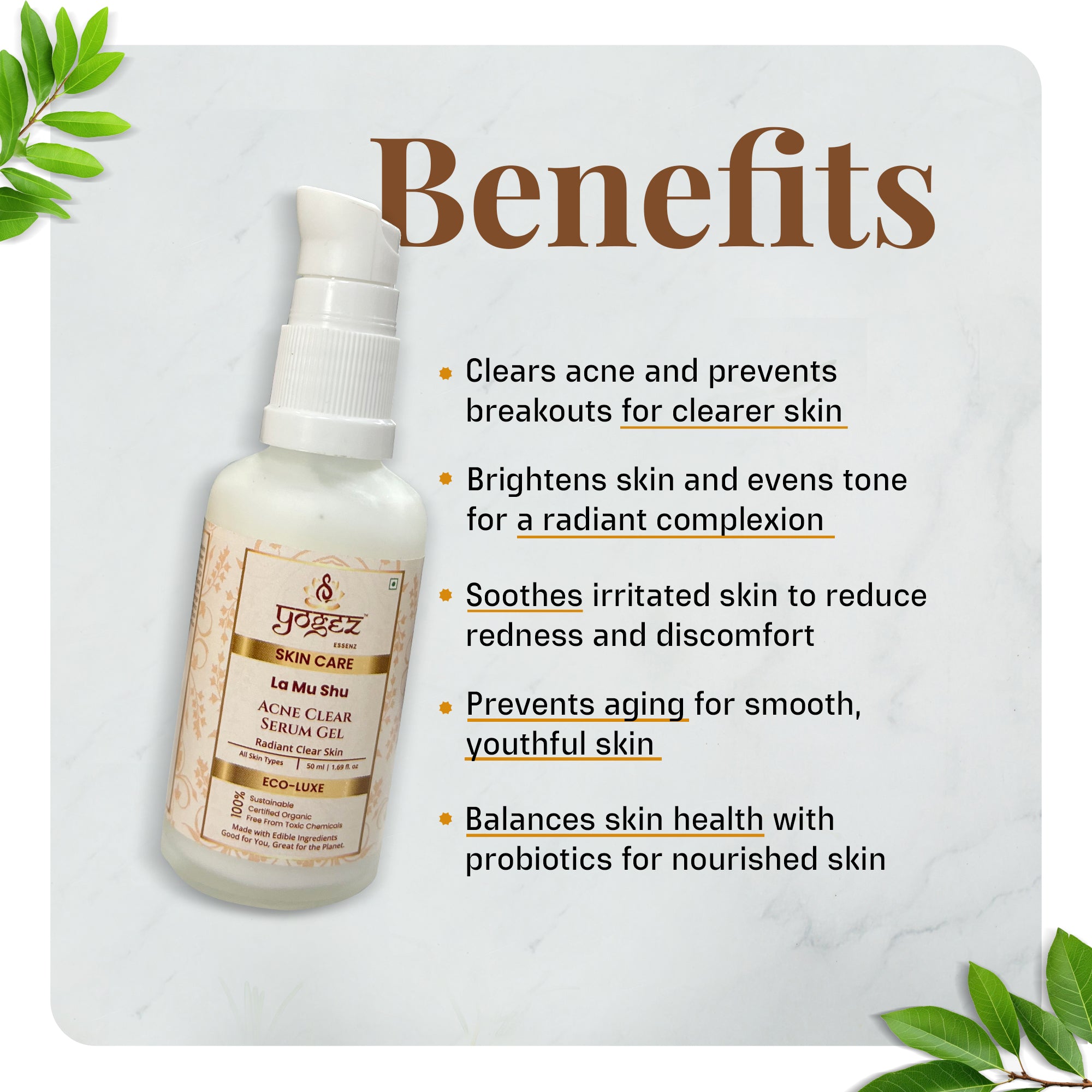 Yogez La Mu Shu Acne Clear Serum Gel - Distacart