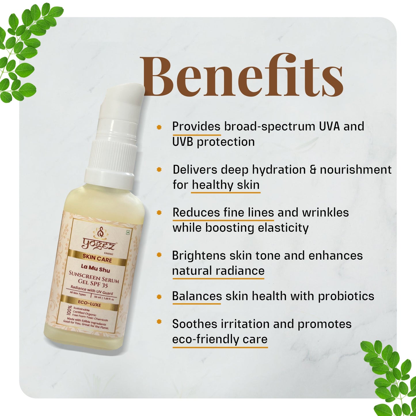Yogez La Mu Shu Sunscreen Serum Gel SPF 35 - Distacart