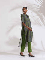 Thumbnail for trueBrowns Grey Cotton Print Highlow Kurta Set