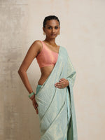 Thumbnail for trueBrowns Blue Gold Lurex Ready To Wear Saree