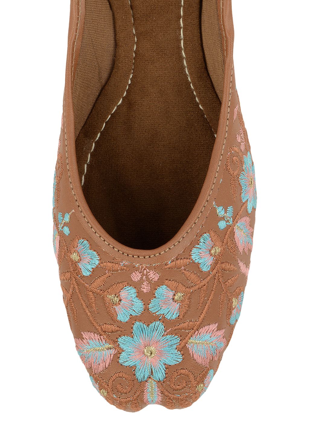 Desi Colour Women Indian Ethnic Footwear-Cushioned Peach Floral - Distacart