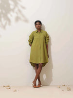 Thumbnail for trueBrowns Pear Green Cotton Linen Dress