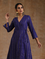Thumbnail for trueBrowns Spectrum Blue Gold Cotton Angrakha Kurta Set - Distacart