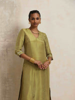 Thumbnail for trueBrowns Green Tissue Straight Kurta Set