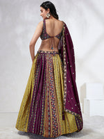 Thumbnail for House of Panchhi Green Pure Georgette Sequins And Thread Embroidery Lehenga Choli & Dupatta - Distacart