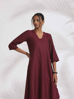 Thumbnail for trueBrowns Maroon Dobby Kurta Set