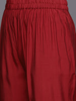 Thumbnail for Varanga Women Red Three Quarter Sleeve Straight Kurta Set With Dupatta - Distacart