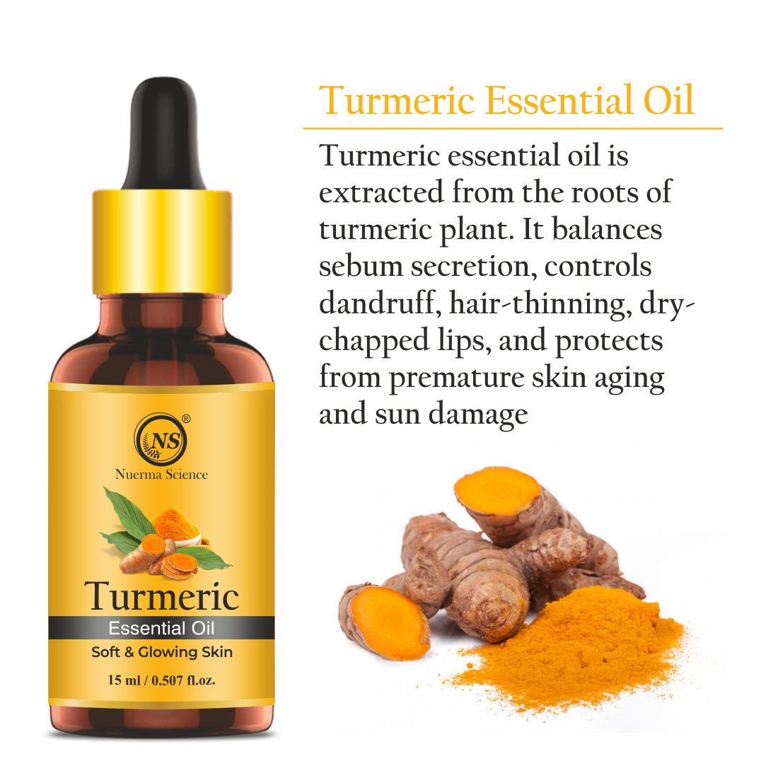 Nuerma Science Pure Turmeric Essential Oil For Skin Care & Hair Care - Distacart