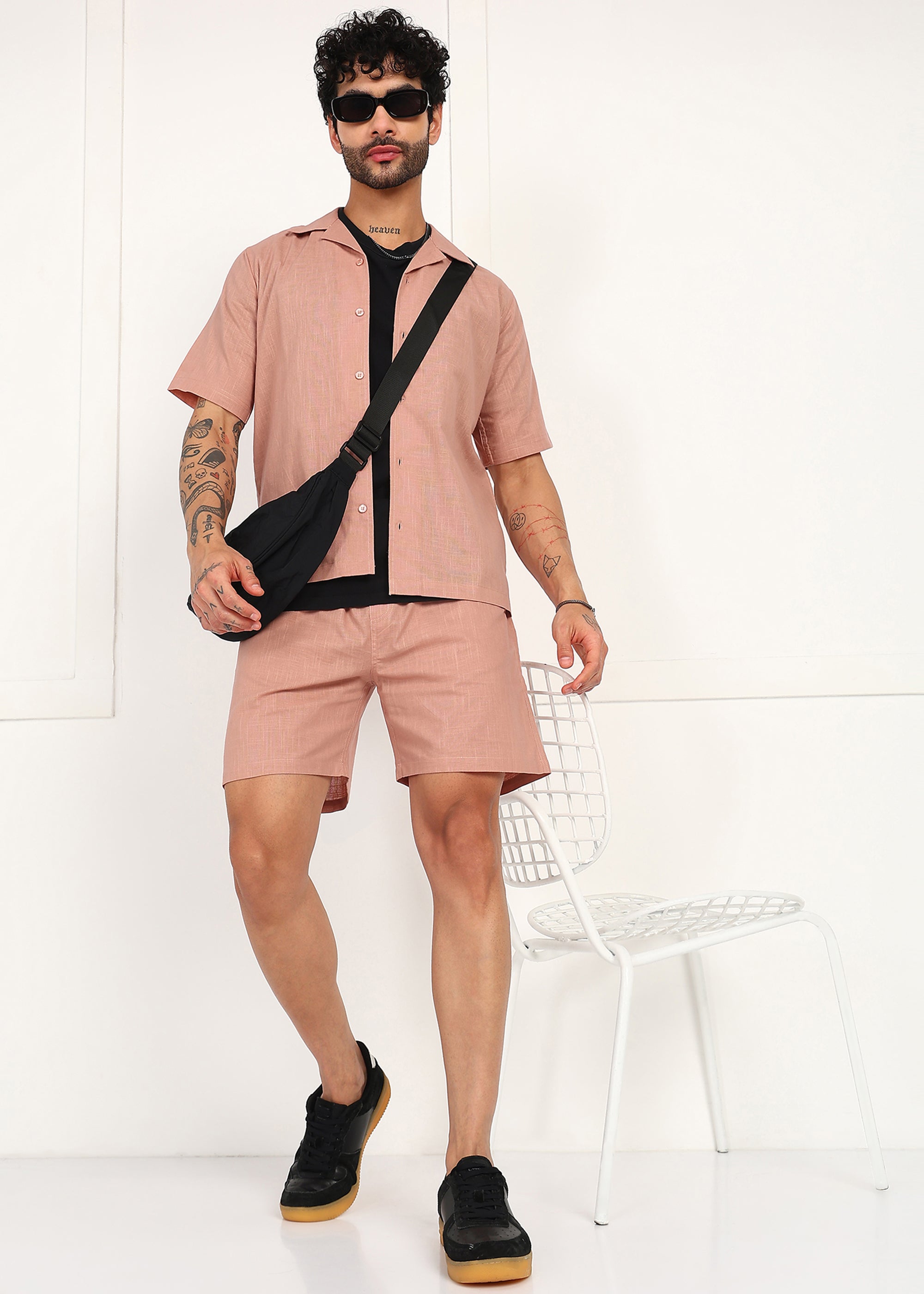 Fabmade Men’S Peach Linen Co-Ord Set - Distacart