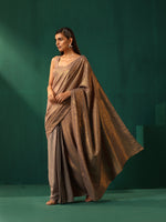 Thumbnail for trueBrowns Grey Cotton Gold Lurex Striped Ready to Wear Saree - Distacart