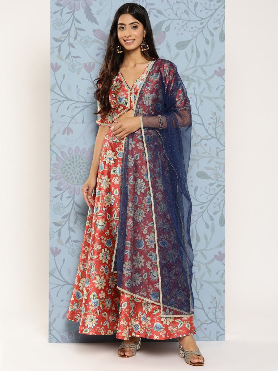 Ahalyaa Printed Zari Ready to Wear Lehenga & Blouse With Dupatta - Distacart