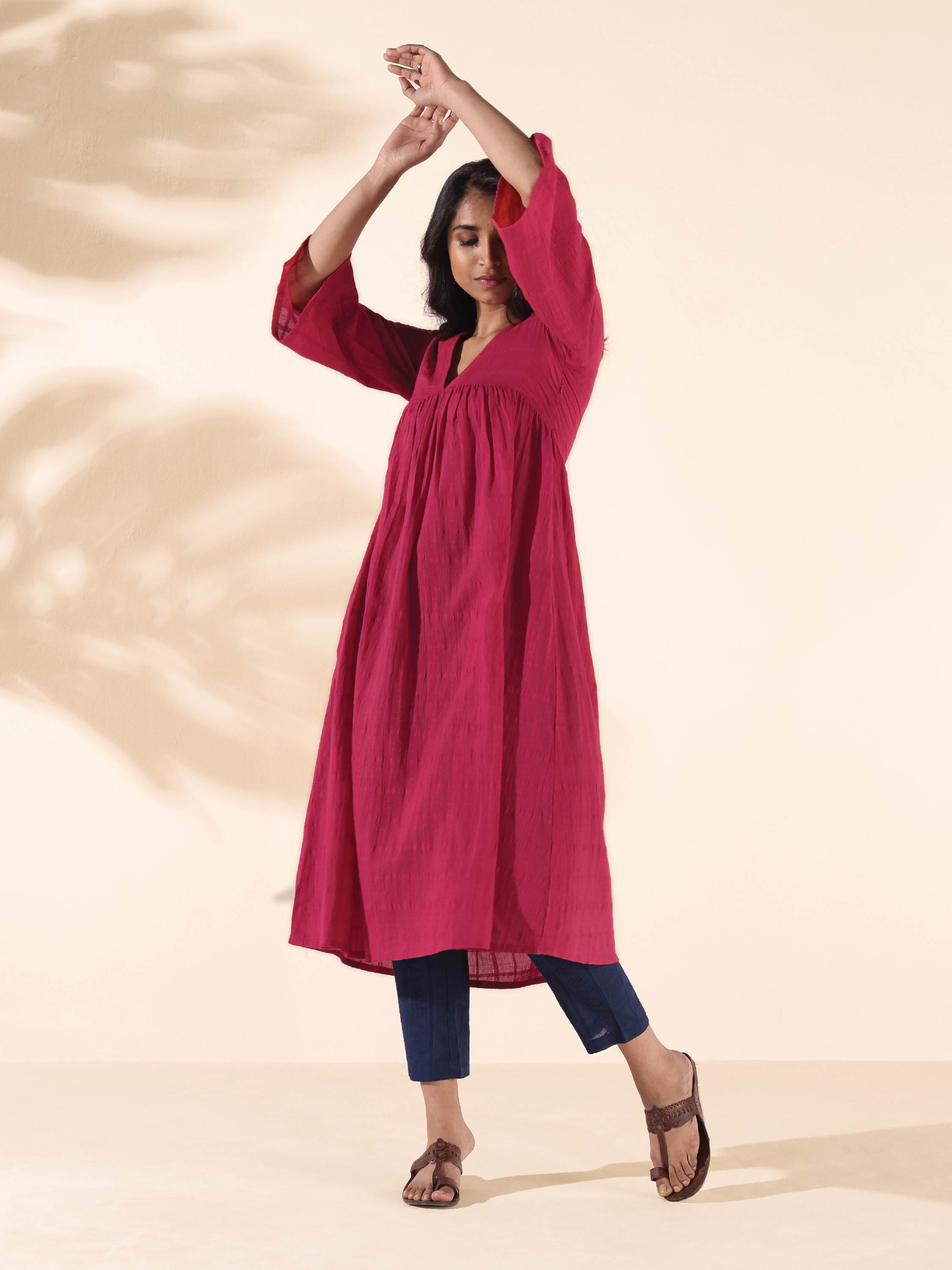 trueBrowns Carrot Cotton Dobby Flared Kurta Pant Set - Distacart