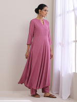 Thumbnail for trueBrowns Onion Pink Dobby Anarkali Pant Set - Distacart