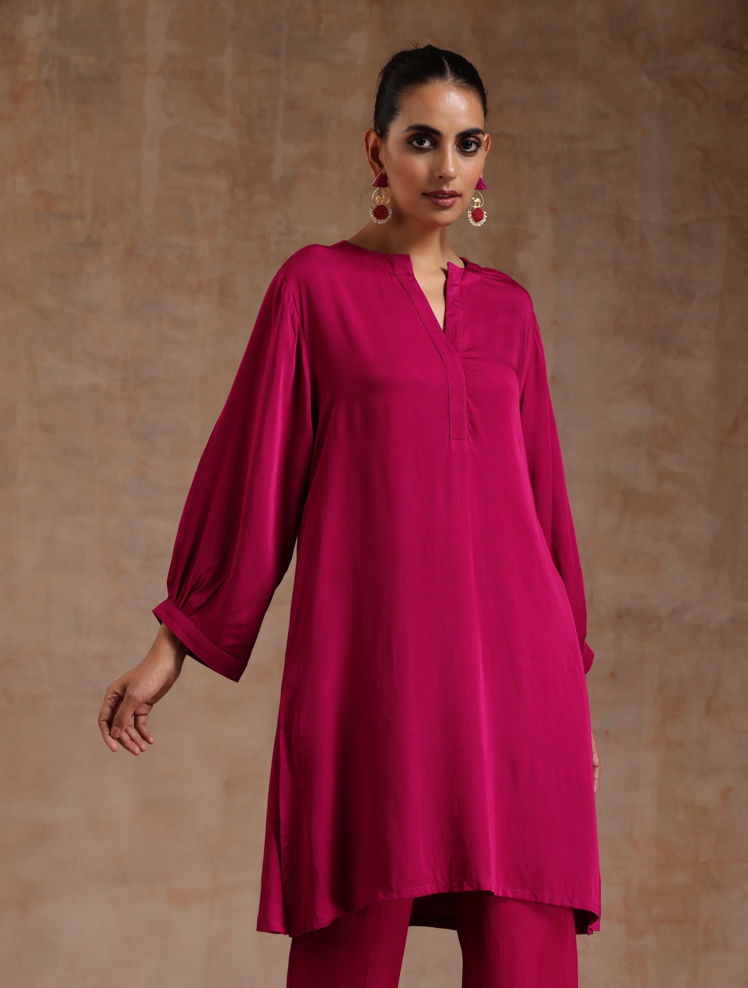 trueBrowns Pink Modal Satin Relax Co-ord Set - Distacart
