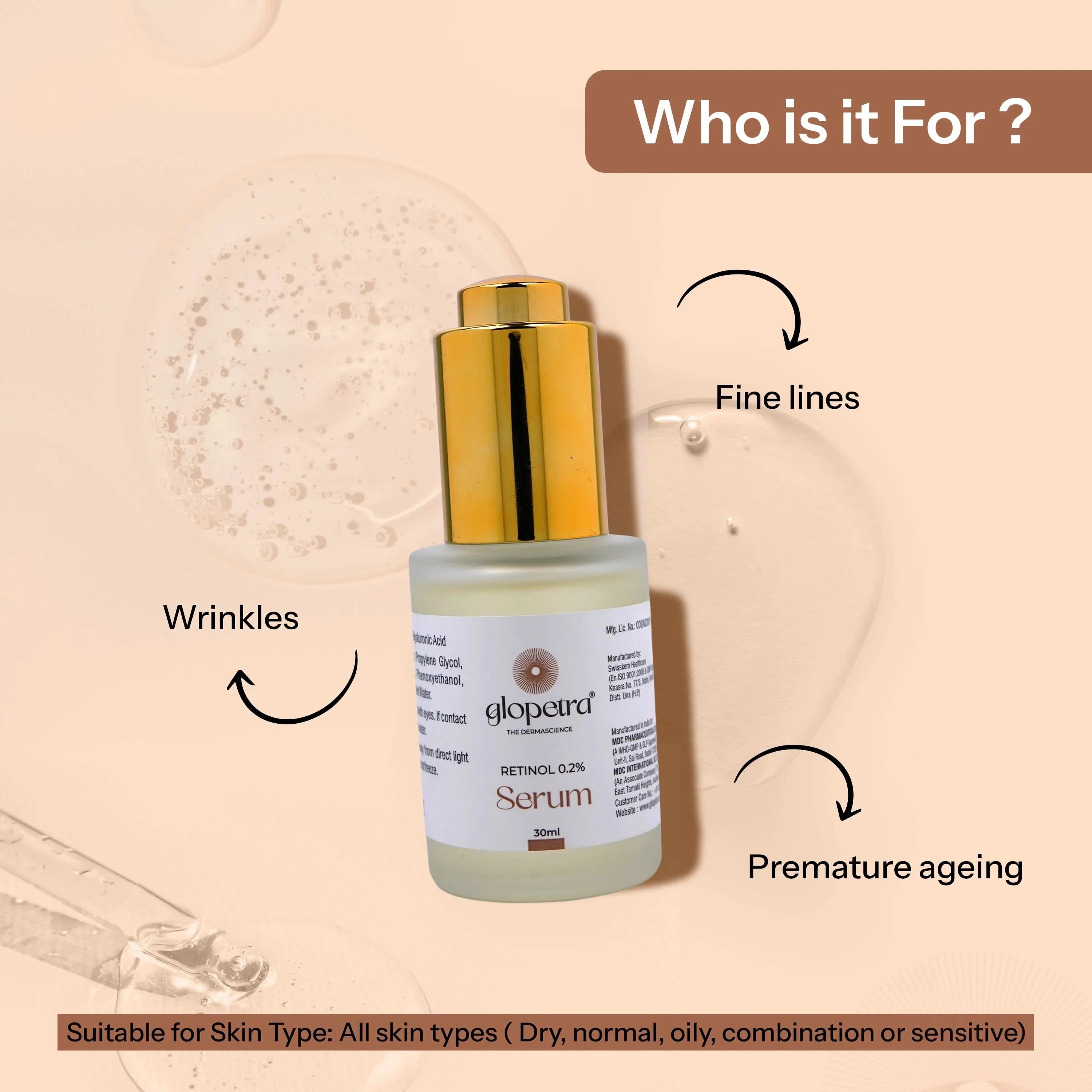 Glopetra Retinol 0.2% - Anti Ageing Serum For Face - Dista