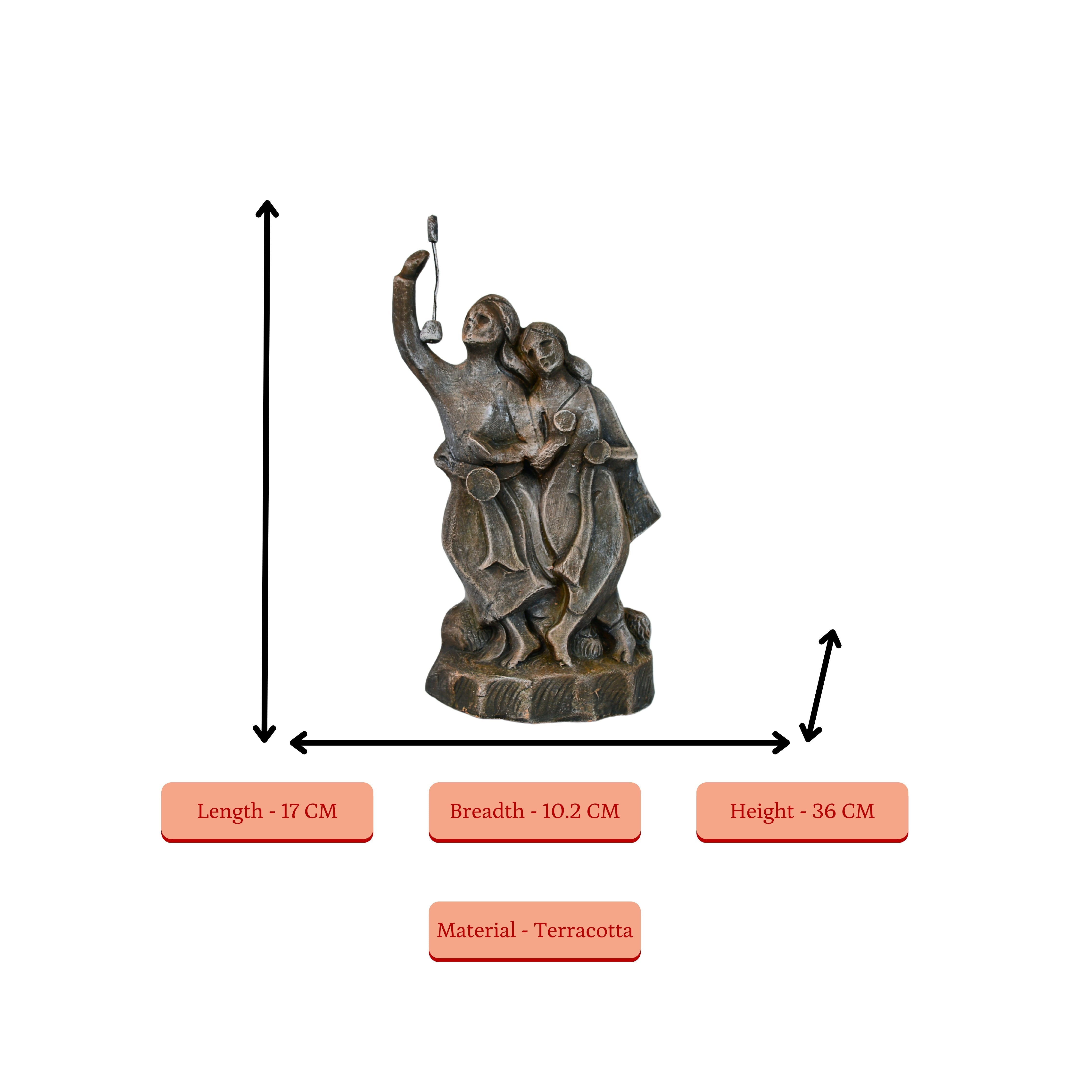 Sowpeace Premium Large Terracotta Minstrel Couple Tabletop Decor