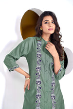 Thumbnail for BulBul Deepti Chanderi Olive Co-Ord Set