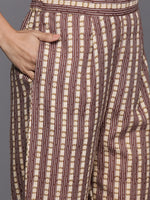 Thumbnail for Varanga Women Brown Floral Printed Kurta Paired With Bottom & Dupatta - Distacart