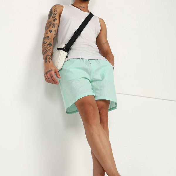 Fabmade Mint Drift Linen Shorts - Distacart