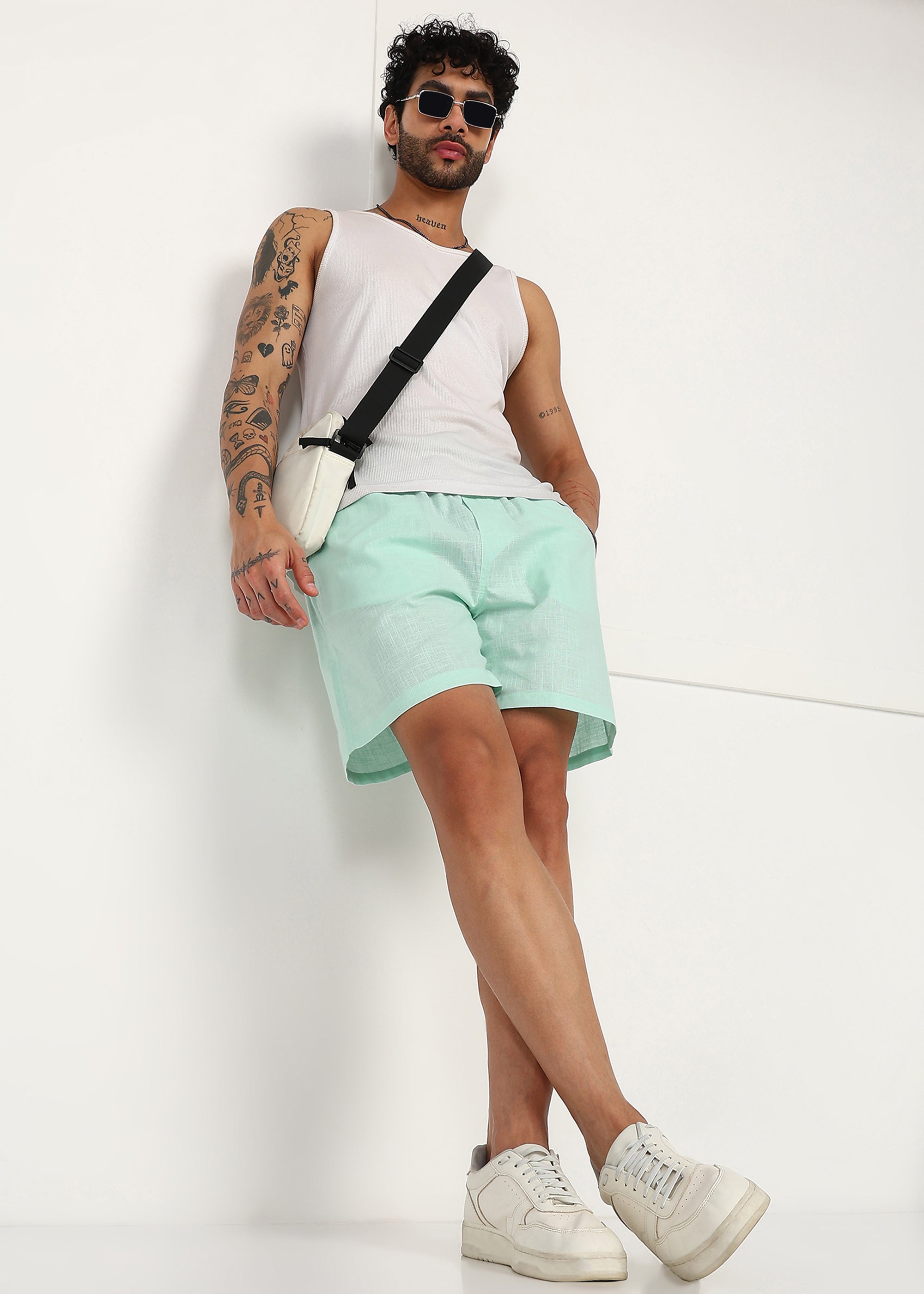 Fabmade Mint Drift Linen Shorts - Distacart