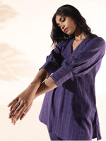 Thumbnail for trueBrowns Purple Cotton Dobby Co-ord Set - Distacart