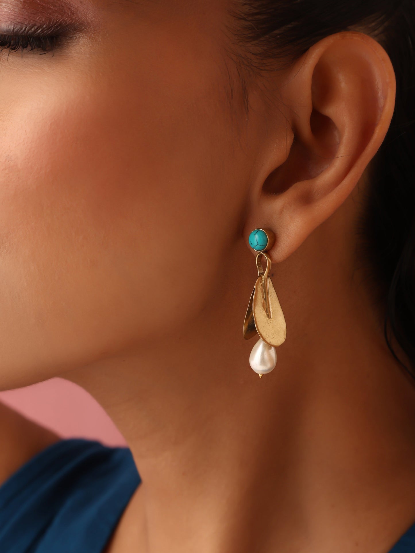 trueBrowns Brass Pearl Drop Earrings - Distacart