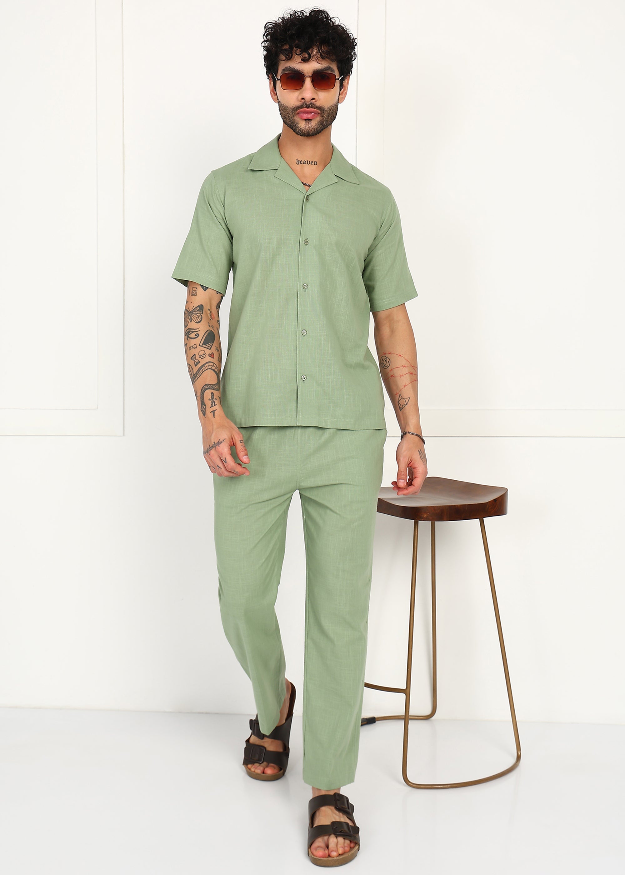 Fabmade Sage Flow Linen Co-Ord Set - Distacart