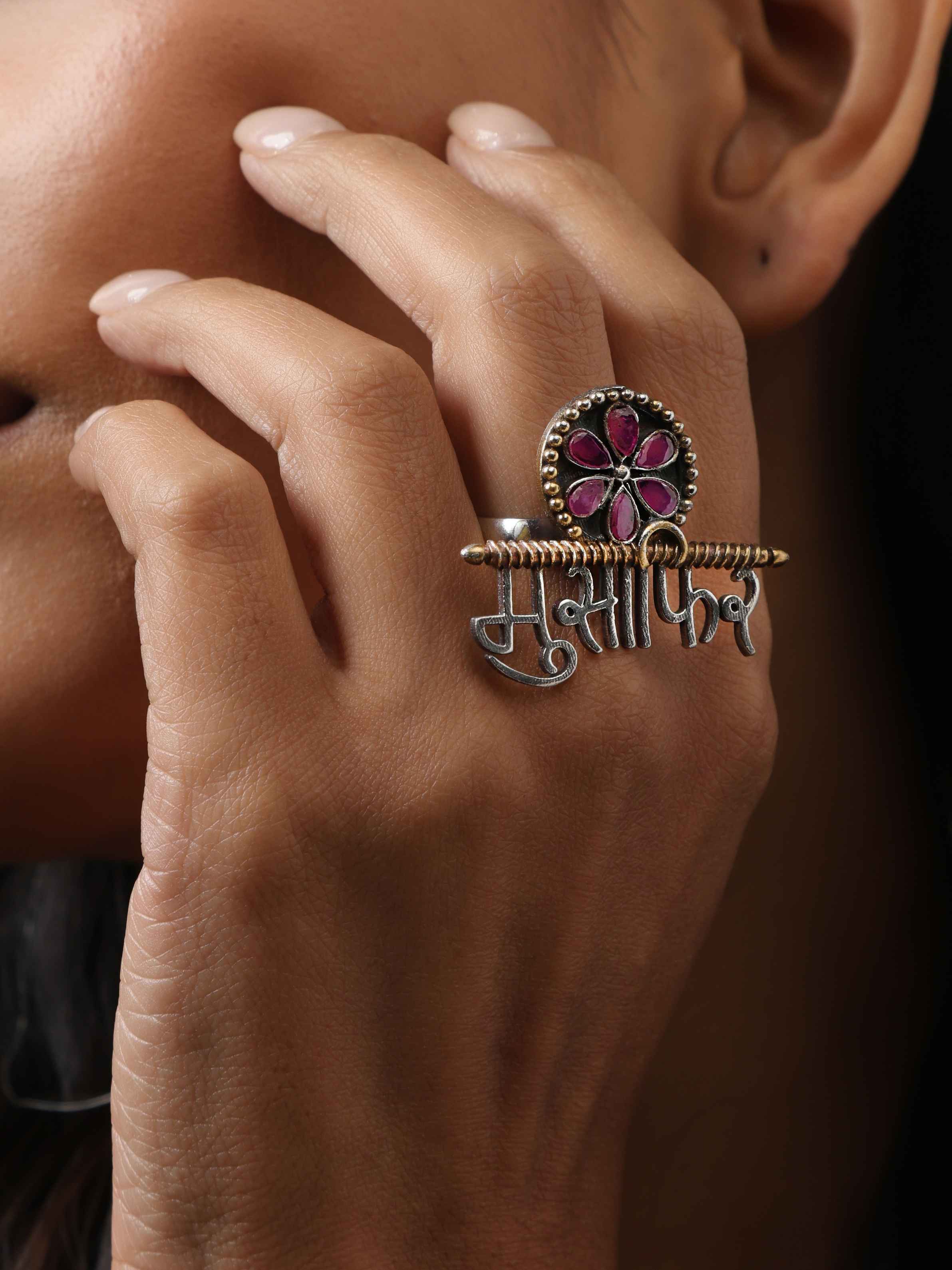 trueBrowns Silver Gold Tone Musafir Ring - Distacart