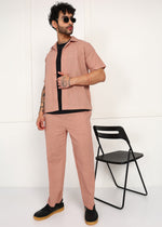 Thumbnail for Fabmade Men’S Peach Linen Co-Ord Set - Distacart