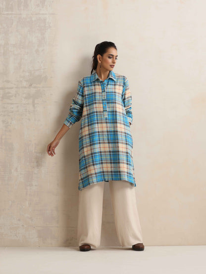 trueBrowns Beige Check Winter Top - Distacart