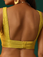 Thumbnail for trueBrowns Lime Cotton Gold Lurex Scoop Neck Sleeveless Blouse - Distacart