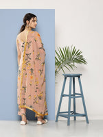 Thumbnail for Ahalyaa Women Nude-Coloured Floral Printed Gotta Patti Kurta with Trousers & With Dupatta - Distacart