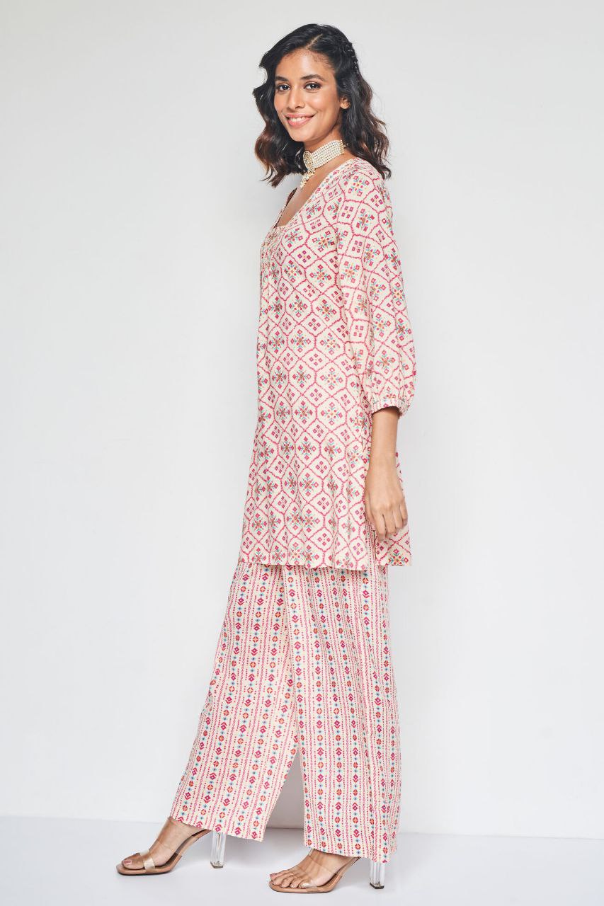 NOZ2TOZ Floral Printed Knee Length V Neck Co-ords Set - Distacart