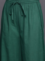 Thumbnail for Varanga Women Straight Kurta With Round Neck Paired With Green Solid Palazzo And Green Solid Dupatta - Distacart