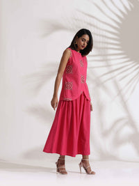 Thumbnail for trueBrowns Pink Cotton Skirt Co-ord Set