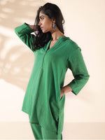 Thumbnail for trueBrowns Green Cotton Relaxed Co-ord Set - Distacart