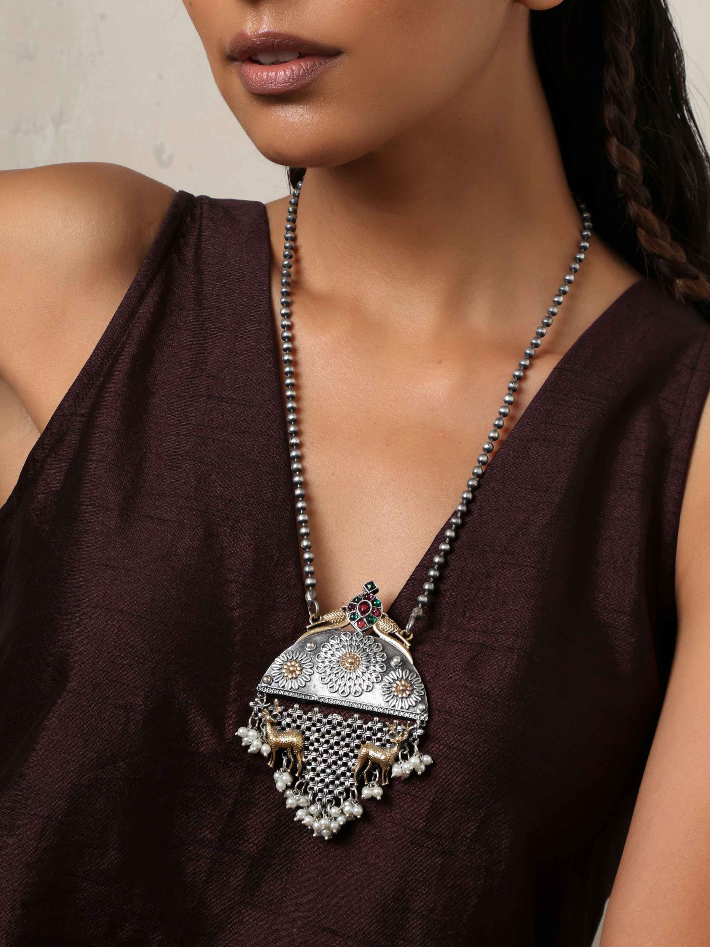 trueBrowns Silver Gold Tone Pendant Chain - Distacart