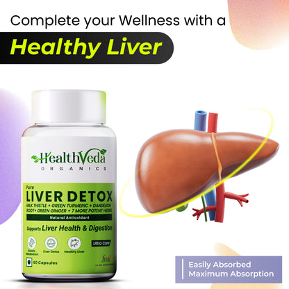 Health Veda Organics Plant Based Liver Detox Capsules - Distacart