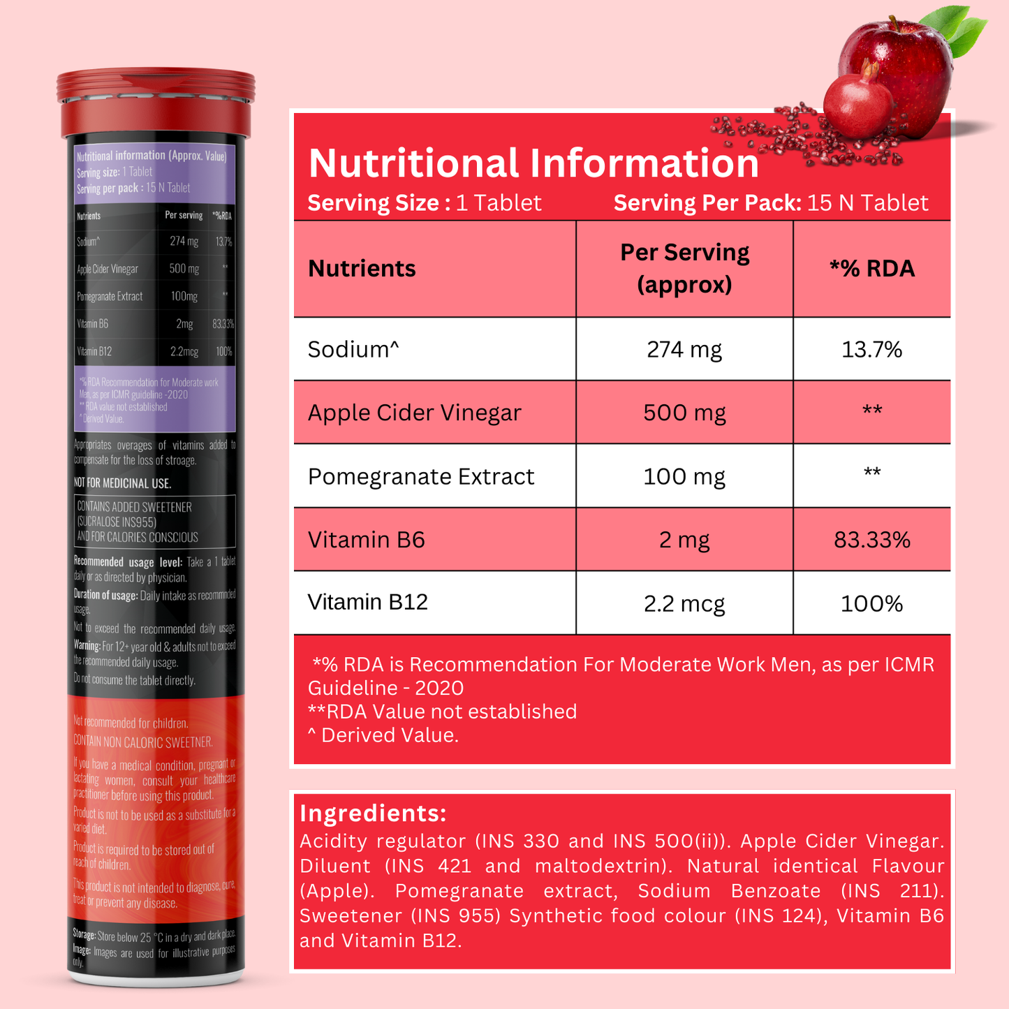 BOOSTIQ Apple Cider Vinegar Effervescent Tablets - Apple Flavour - Distacart