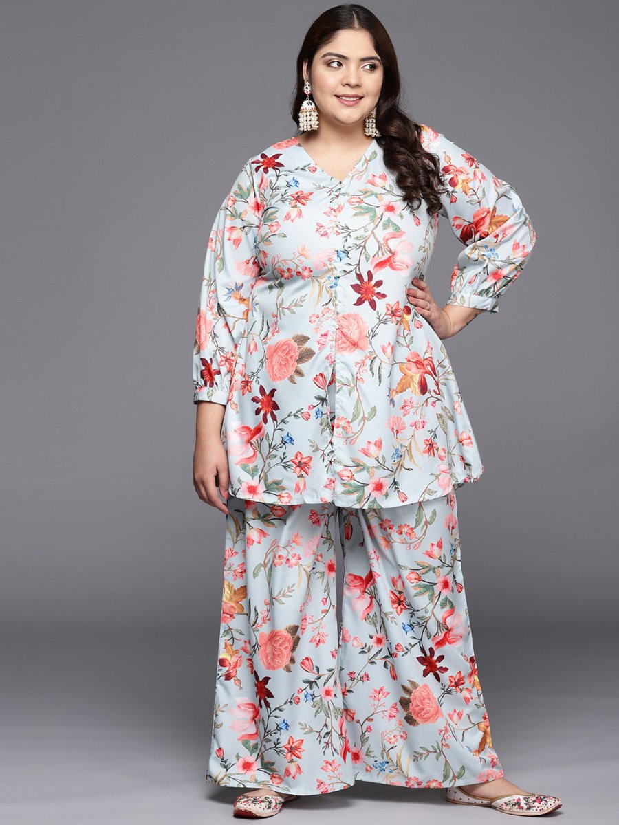 Ahalyaa Women Plus Size Printed Tunic with Palazzos - Distacart