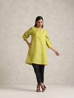 Thumbnail for trueBrowns Green Cotton Blend Short Kurta